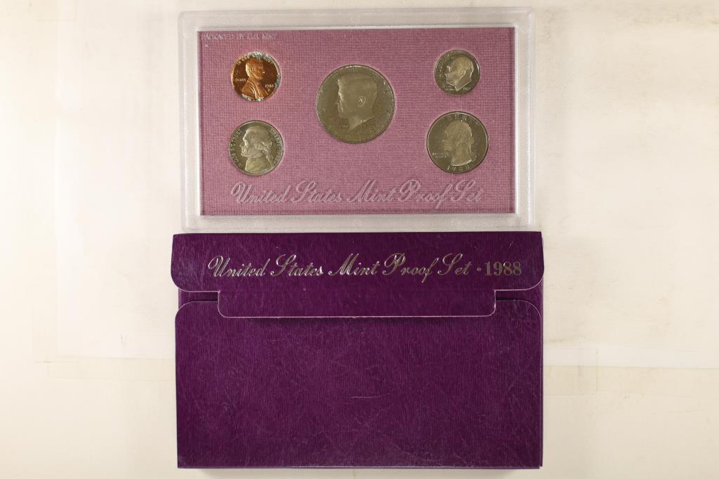 1988 US PROOF SET (WITH BOX) COINS WITH SOME (1 of 2)