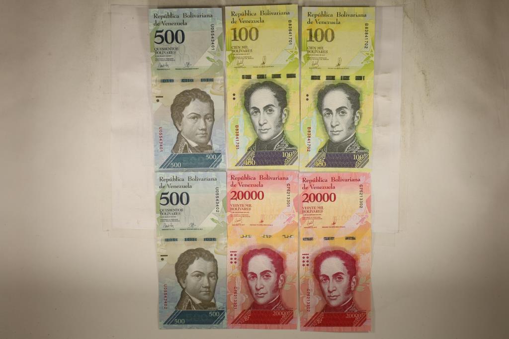 6 PIECES 2017 CRISP UNC VENEZUELA CURRENCY (1 of 2)