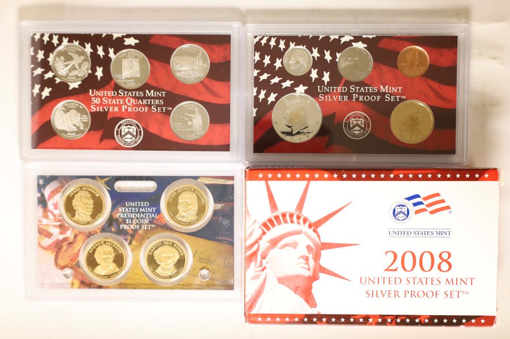 2008 US SILVER PROOF SET (WITH BOX) 14 PIECES (1 of 2)