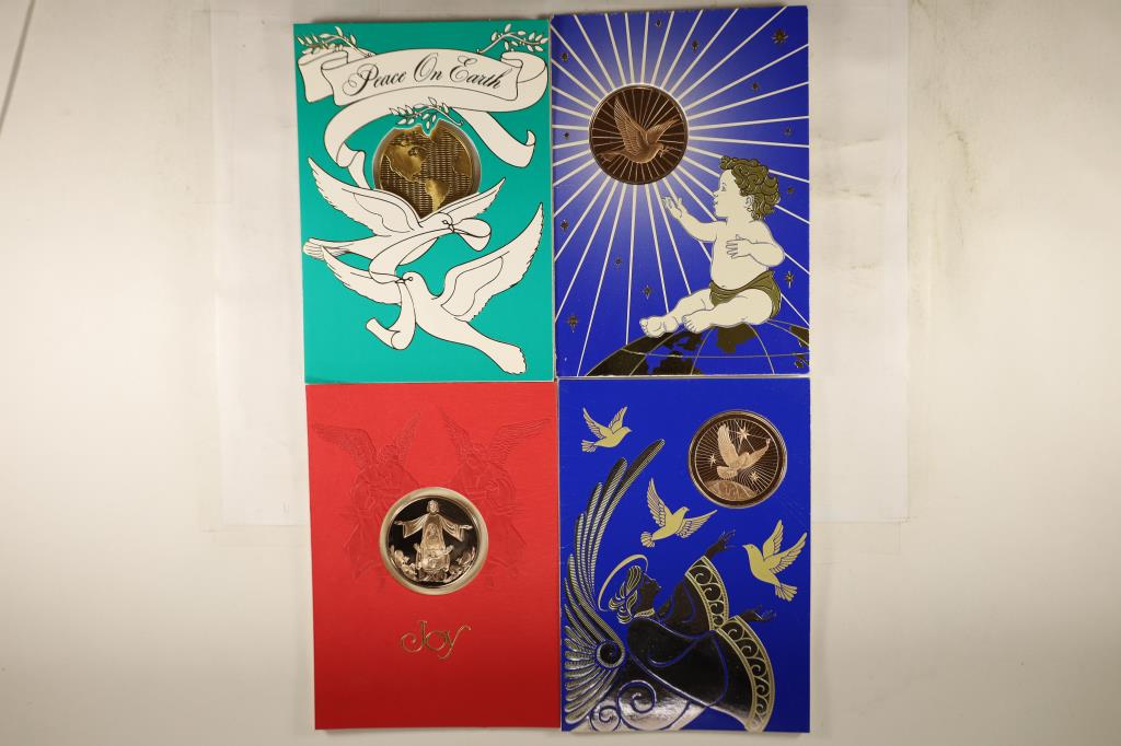 4 FRANKLIN MINT HOLIDAY CARDS WITH 1 1/2'' BRONZE (1 of 2)