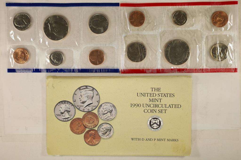 1990 US MINT SET (UNC) P/D (WITH ENVELOPE) (1 of 2)