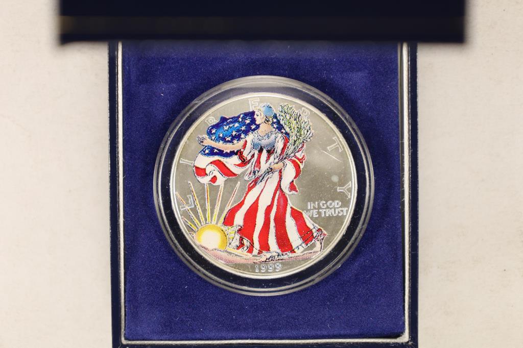 1999 AMERICAN SILVER EAGLE ''COLORIZED' IN BLUE (1 of 3)
