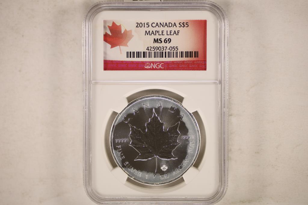 2018 Canada $5 Maple Leaf Incuse Design Silver Coin Ngc Ms69 Early