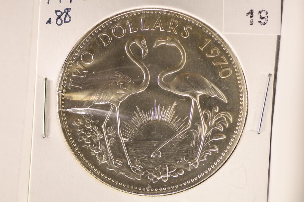 1970 BAHAMAS SILVER $2 UNC .88 OZ. ASW (1 of 2)
