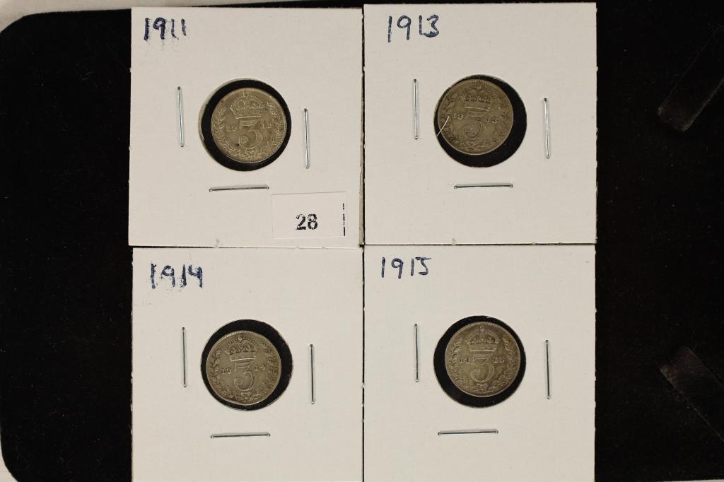 1911, 1913, 1914 & 1915 GREAT BRITAIN SILVER (1 of 2)