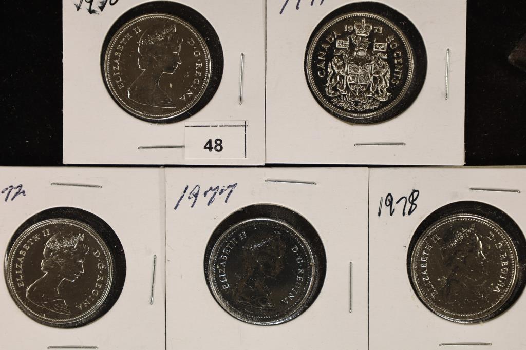 1970, 1971, 1972, 1977 & 1978 CANADA 50 CENTS BU (1 of 2)