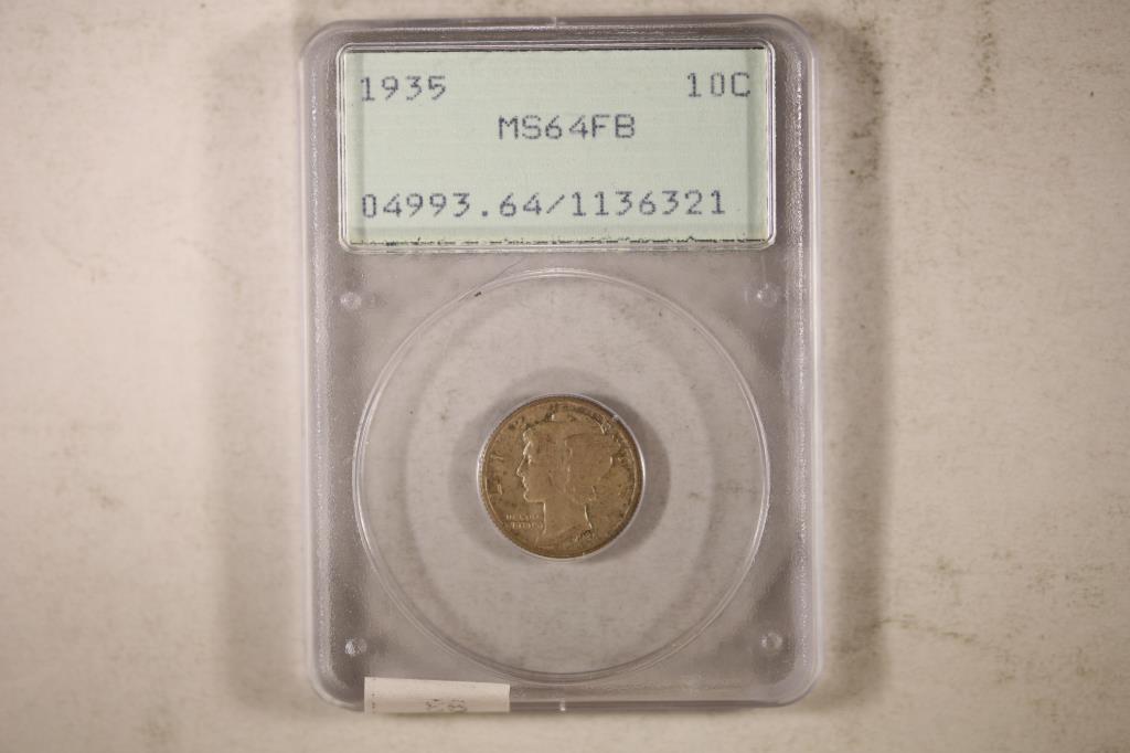 1935 MERCURY DIME PCGS MS64FB OLD GREEN RATTLER (1 of 2)
