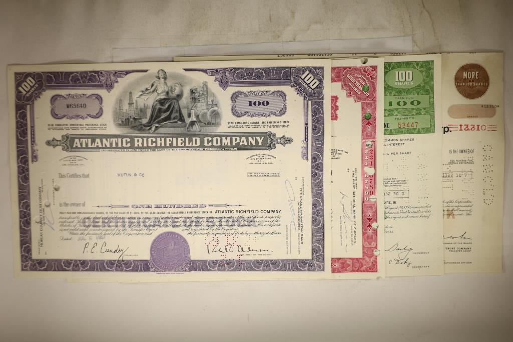 4 STOCK CERTIFICATES: 1967 ATLANTIC RICHFIELD (1 of 5)