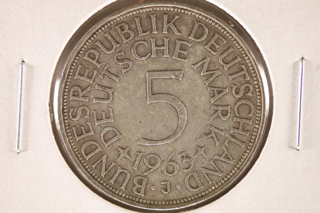 1963-J GERMANY SILVER 5 MARK .225 OZ. ASW (1 of 2)