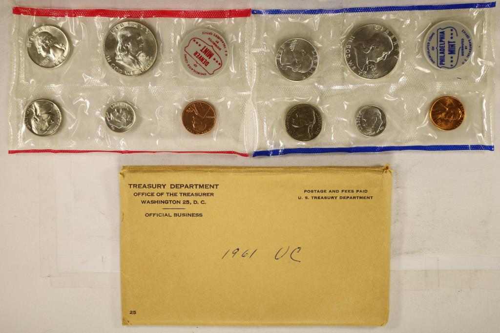 1961 SILVER US MINT SET (UNC) P/D (WITH ENVELOPE) (1 of 2)