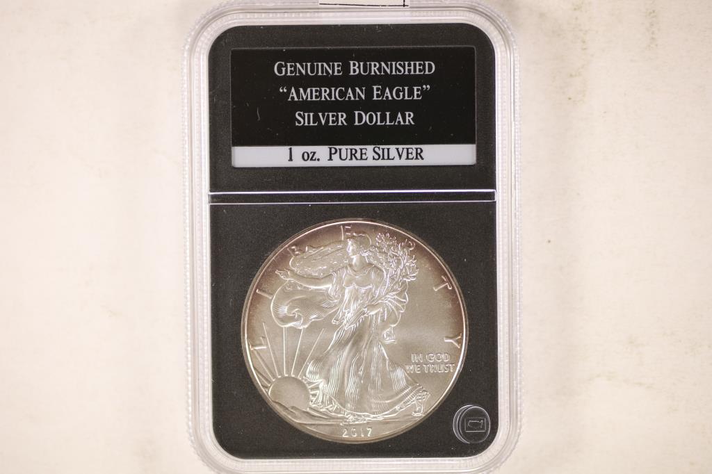 2017-W BURNISHED AMERICAN SILVER EAGLE "GENUINE" (1 of 2)