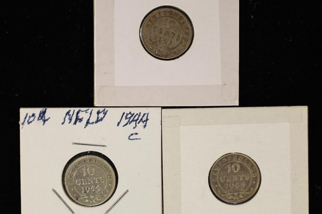 1943-C, 1944-C & 1945-C NEWFOUNDLAND SILVER (1 of 2)