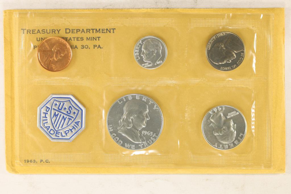 1963 US SILVER PROOF SET (WITH ENVELOPE) (1 of 2)