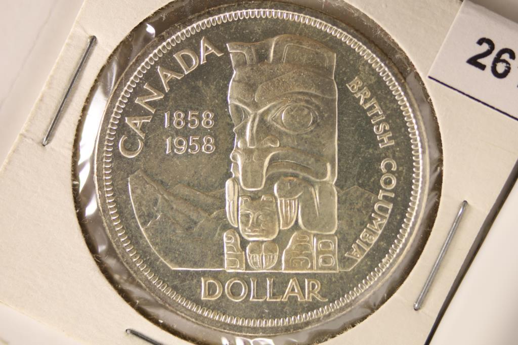 1958 CANADA SILVER DOLLAR TOTEM POLE .6 OZ. ASW (1 of 2)