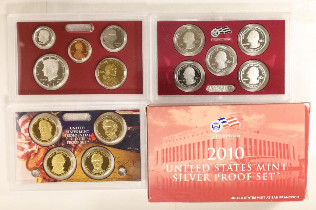 2010 US SILVER PROOF SET (WITH BOX) 14 PIECES (1 of 2)