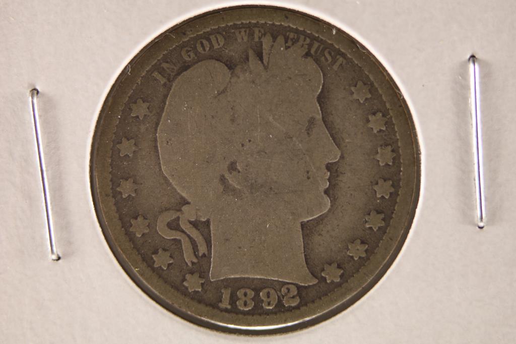 1892 SILVER BARBER QUARTER (1 of 2)