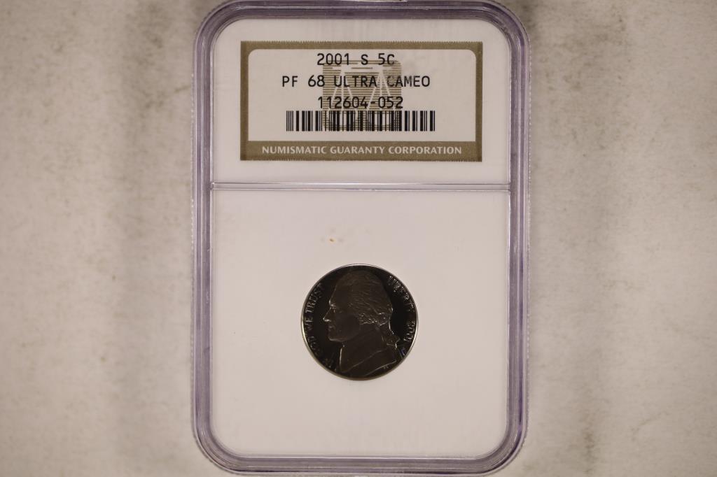 2001-S JEFFERSON NICKEL NGC PF68 ULTRA CAMEO: PLEASE WATCH FOR OUR NEXT AUCTION ON MONDAY FEB. 14TH, 2022 AT 7 PM EST