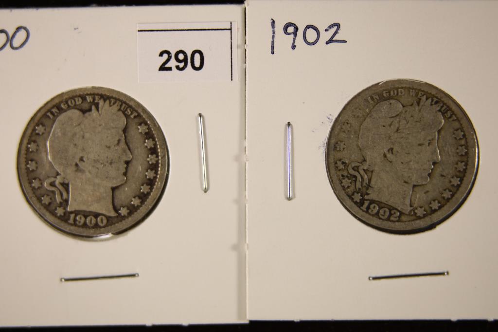 2-SILVER BARBER QUARTERS: 1900 & 1902 (1 of 2)