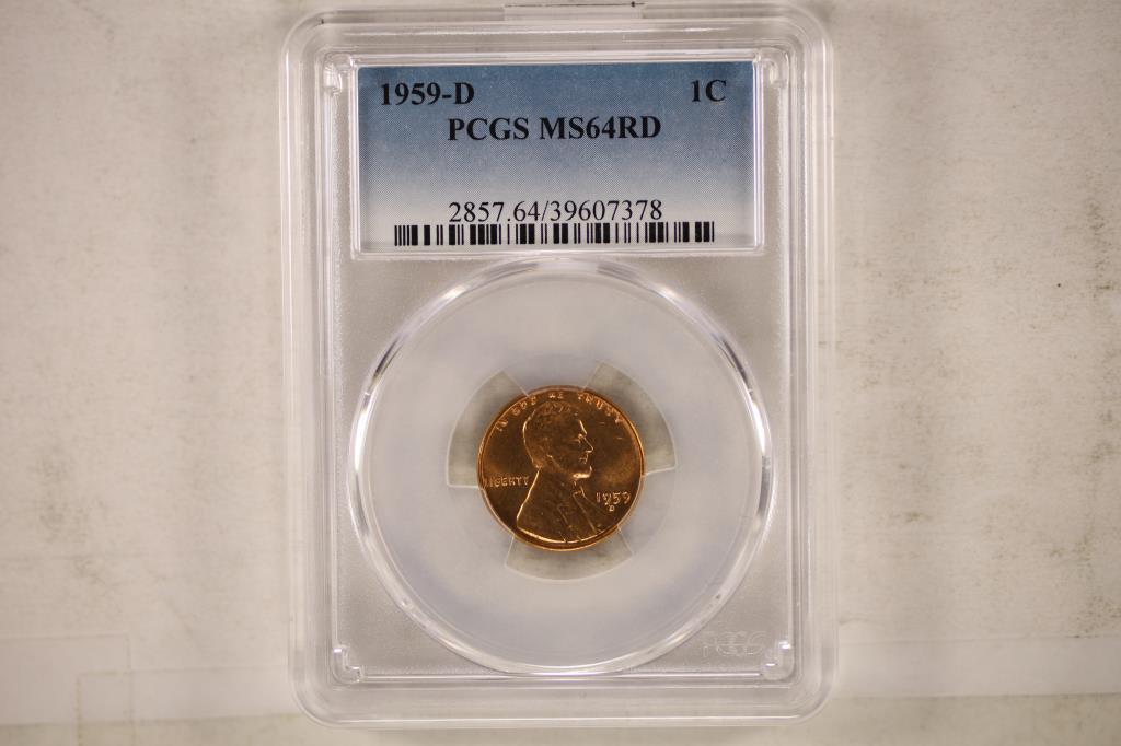 1959-D LINCOLN CENT PCGS MS64RD (1 of 2)