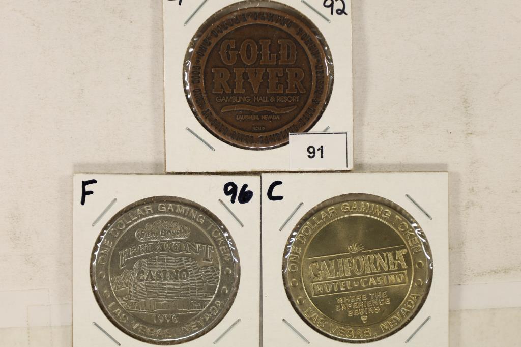 3-$1 CASINO TOKENS: GOLD RIVER GAMBLING HALL & (1 of 2)