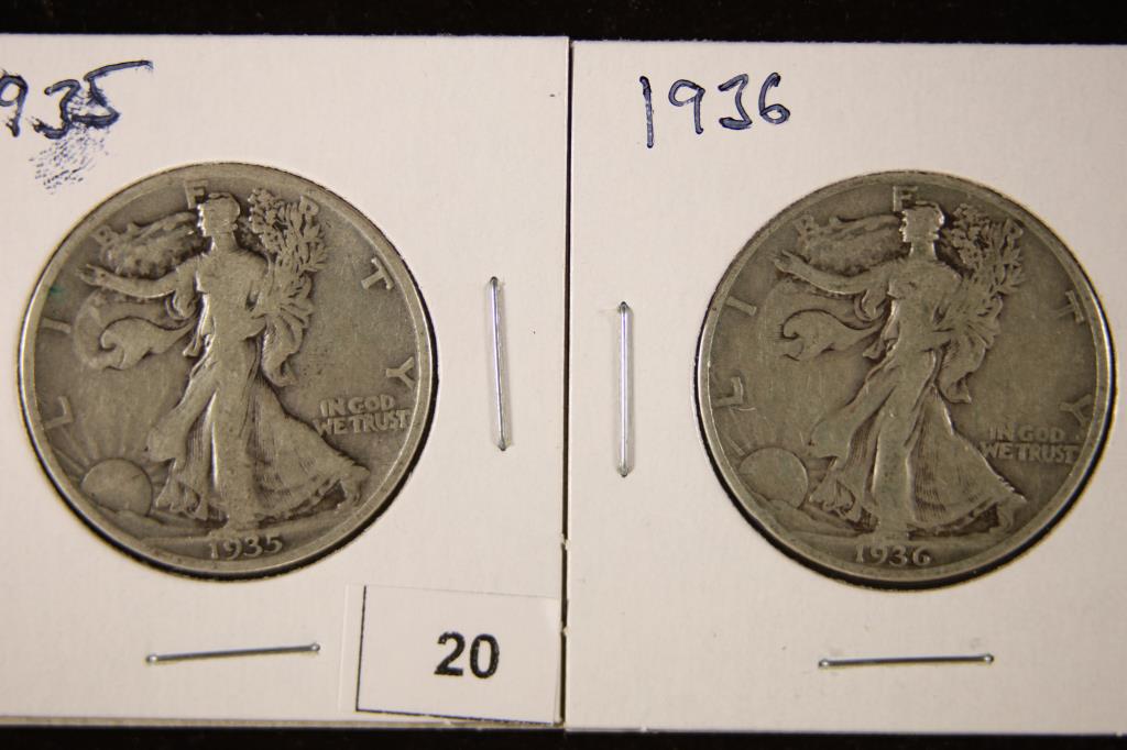 2-SILVER WALKING LIBERTY HALF DOLLARS: 1935 & 1936 (1 of 2)