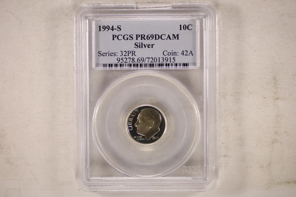 1994-S SILVER ROOSEVELT DIME PCGS PR69 DCAM (1 of 2)