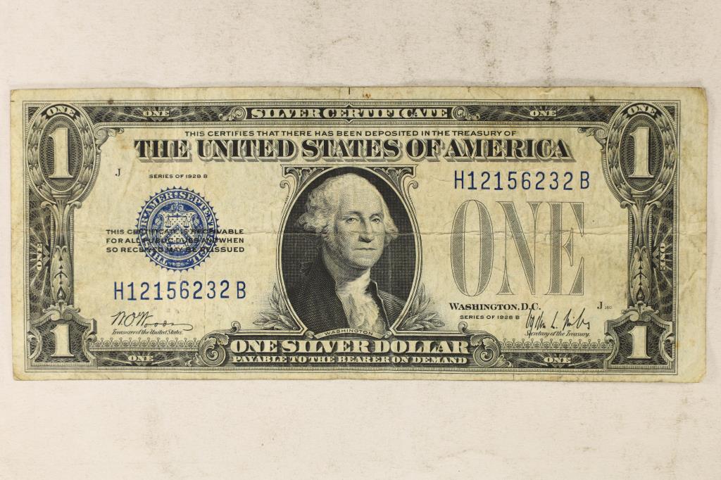 1928-B $1 SILVER CERTIFICATE FUNNY BACK BLUE SEAL (1 of 2)