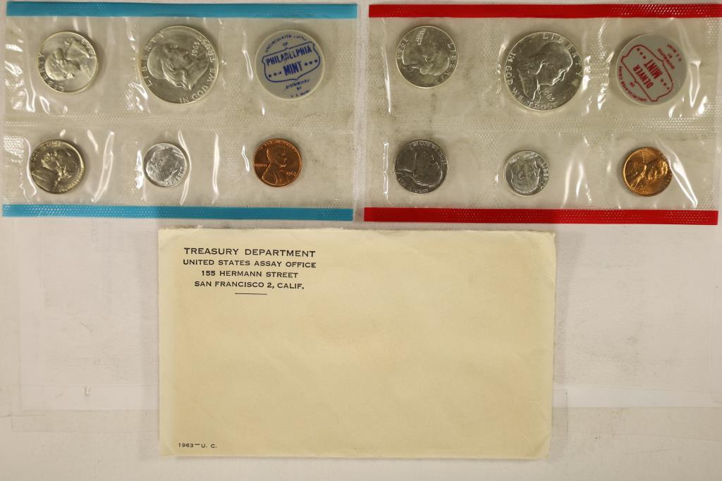 1963 SILVER US MINT SET (UNC) P/D (WITH ENVELOPE) (1 of 2)