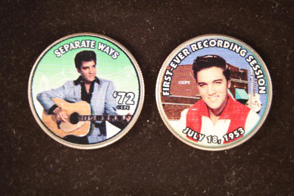 2 COLORIZED ELVIS PRESELY KENNEDY HALF DOLLARS (1 of 2)
