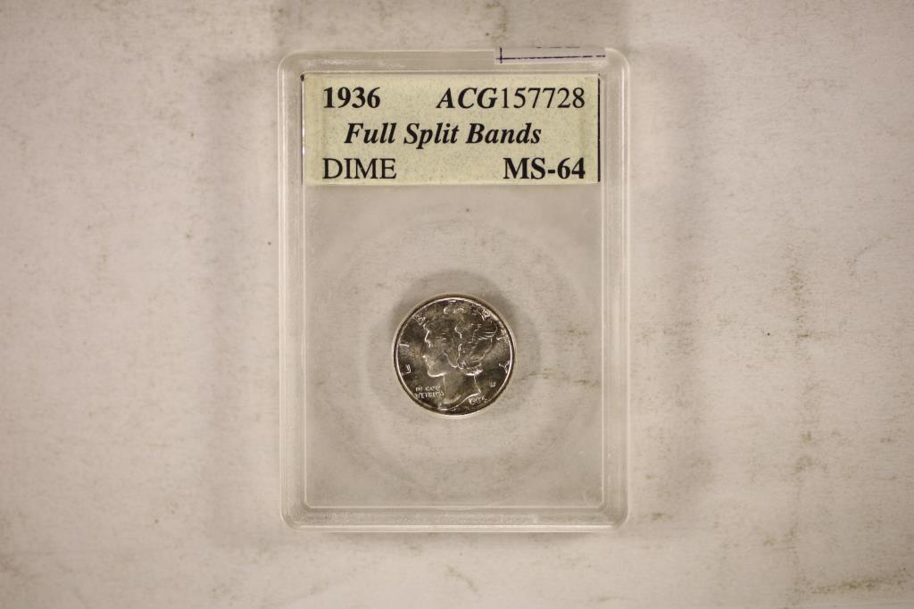 1936 MERCURY DIME MS64 FULL SPLIT BANDS (1 of 2)