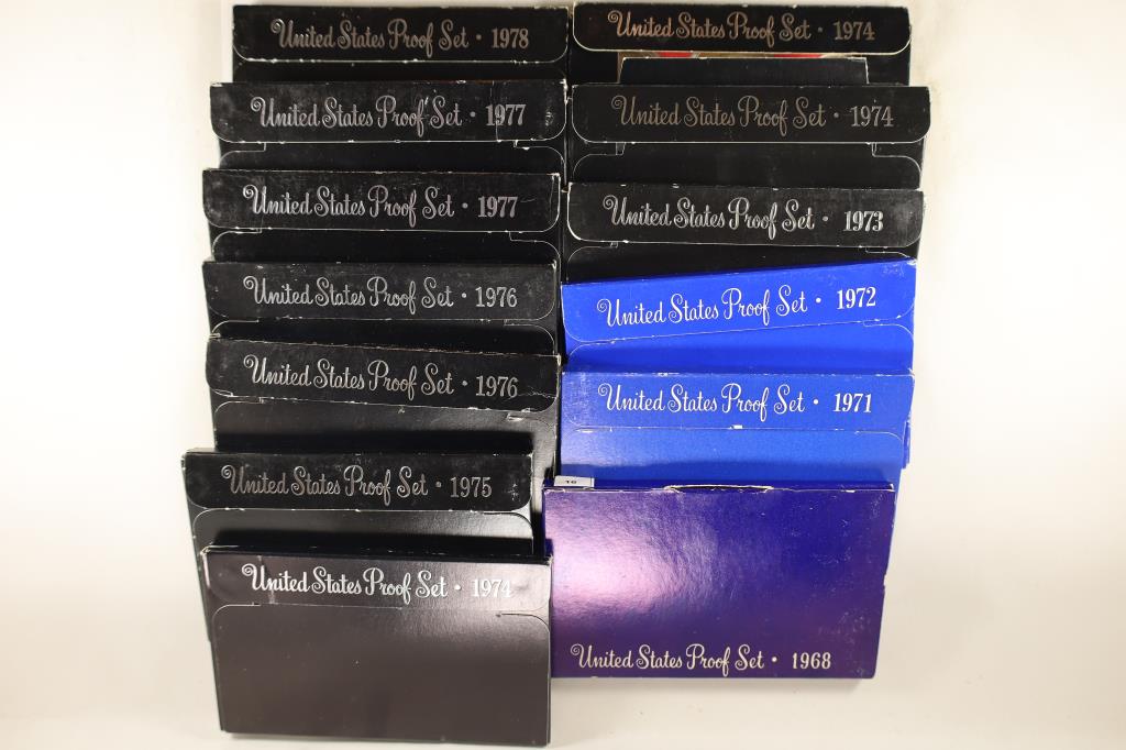 DEALER LOT 13-1968-1978 US PROOF SETS (WITH BOXES) (1 of 1)