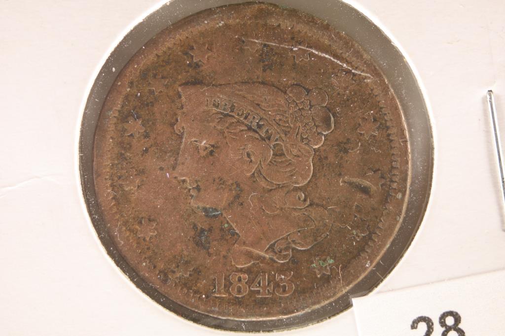1843 US LARGE CENT FEW DINGS & RIM BUMPS (1 of 2)