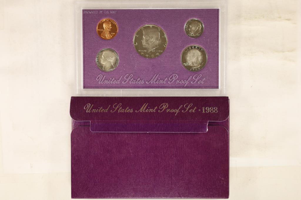 1988 US PROOF SET (WITH BOX): WATCH FOR OUR NEXT AUTION ON MONDAY MARCH 28TH, 2022 AT 7 PM EST