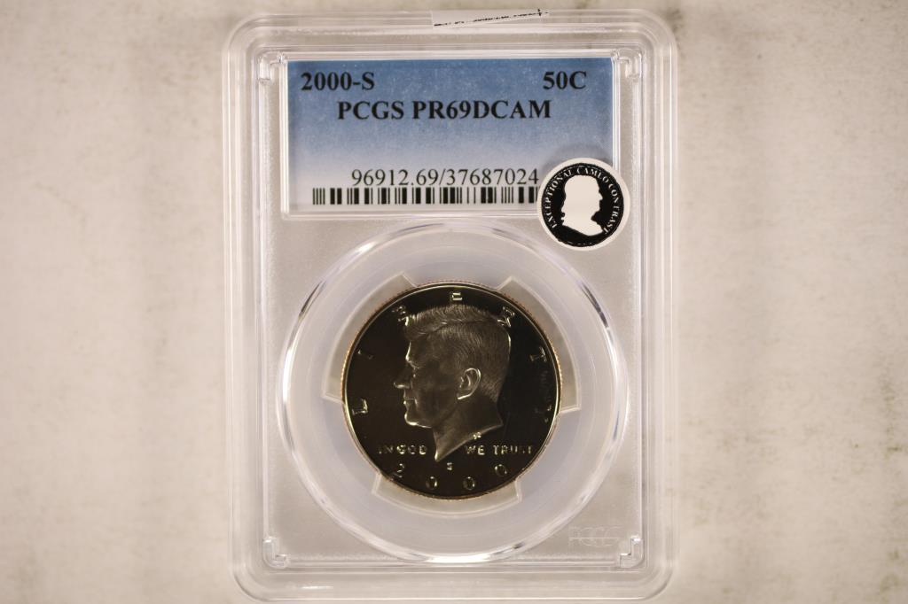 2000-S KENNEDY HALF DOLLAR PCGS PR69 DCAM: WATCH FOR OUR NEXT AUTION ON MONDAY MARCH 28TH, 2022 AT 7 PM EST