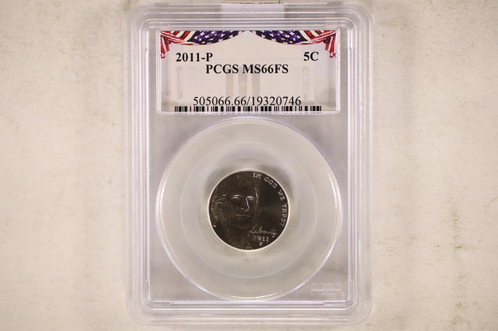 2011-P JEFFERSON NICKEL PCGS MS66FS: WATCH FOR OUR NEXT AUTION ON MONDAY MARCH 28TH, 2022 AT 7 PM EST