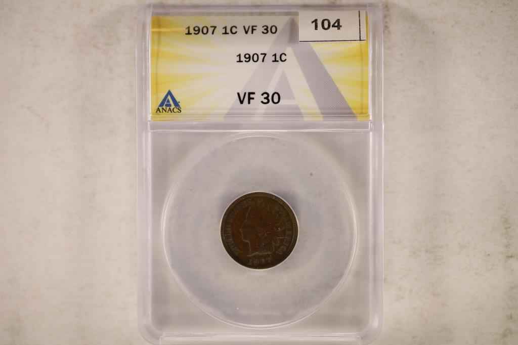 1907 INDIAN HEAD CENT ANACS VERY FINE 30 (1 of 2)