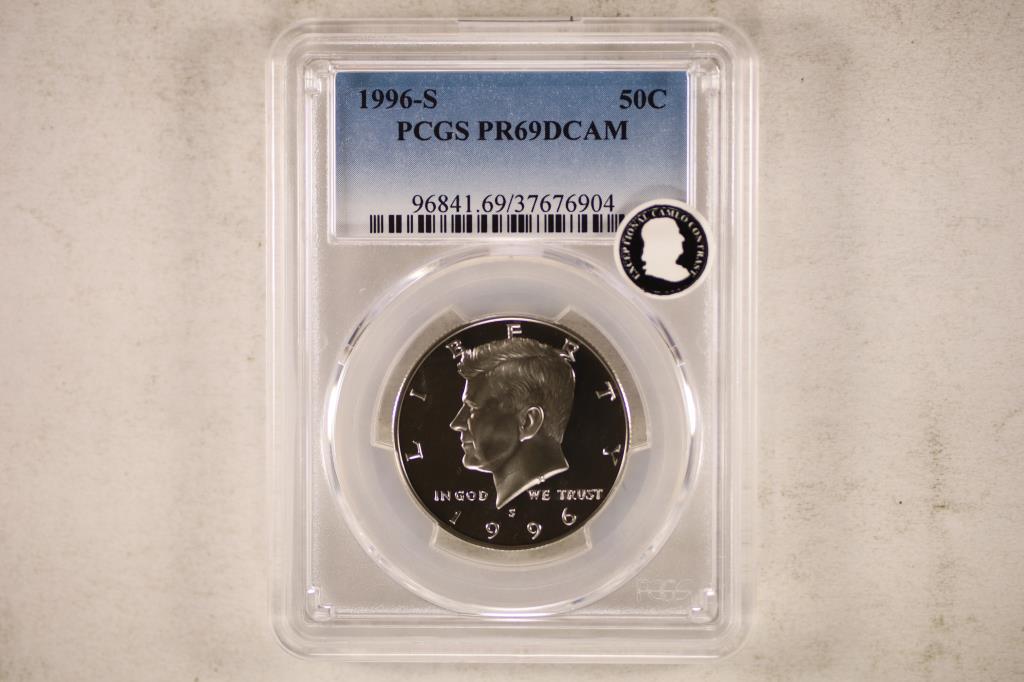 1996-S KENNEDY HALF DOLLAR PCGS PR69 DCAM: WATCH FOR OUR NEXT AUTION ON MONDAY MARCH 28TH, 2022 AT 7 PM EST