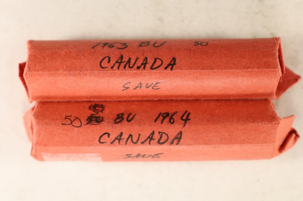 2 ROLLS OF CANADA CENTS: 1963 & 1964 BOTH BU (1 of 1)
