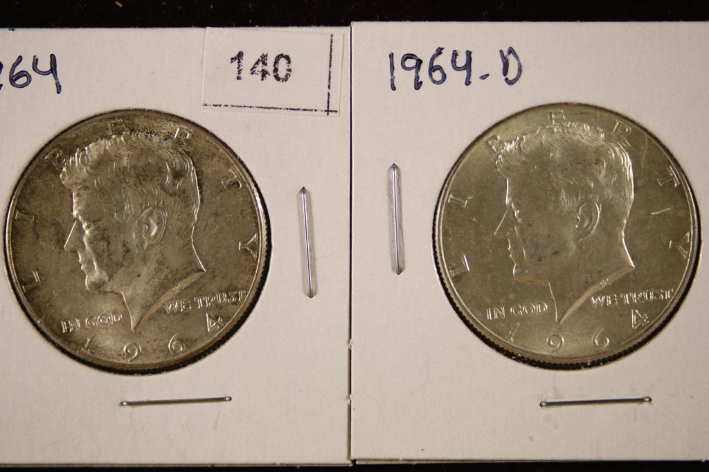 1964 & 1964-D SILVER KENNEDY HALF DOLLARS (1 of 2)