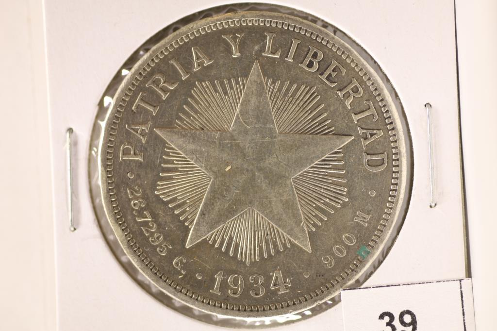 1934 REPUBLIC OF CUBA SILVER 1 PESO (1 of 2)