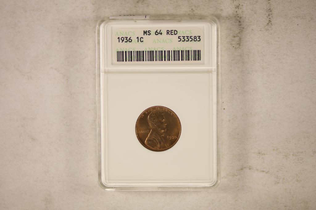 1936 LINCOLN CENT ANACS MS64 RED (1 of 2)