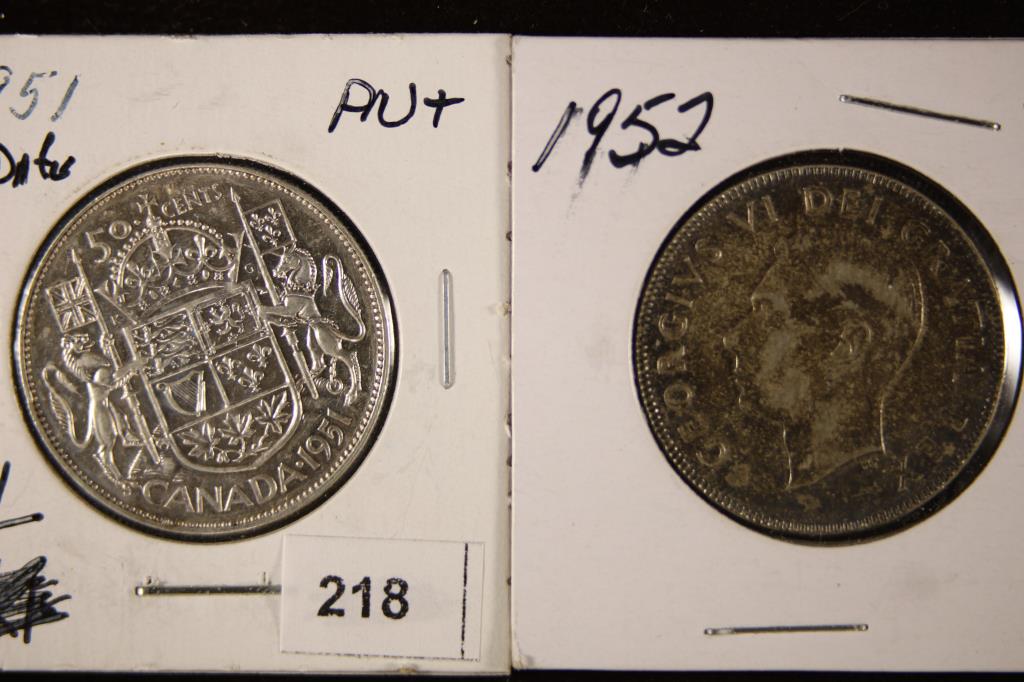 1951 & 1952 CANADA SILVER 50 CENTS (1 of 2)