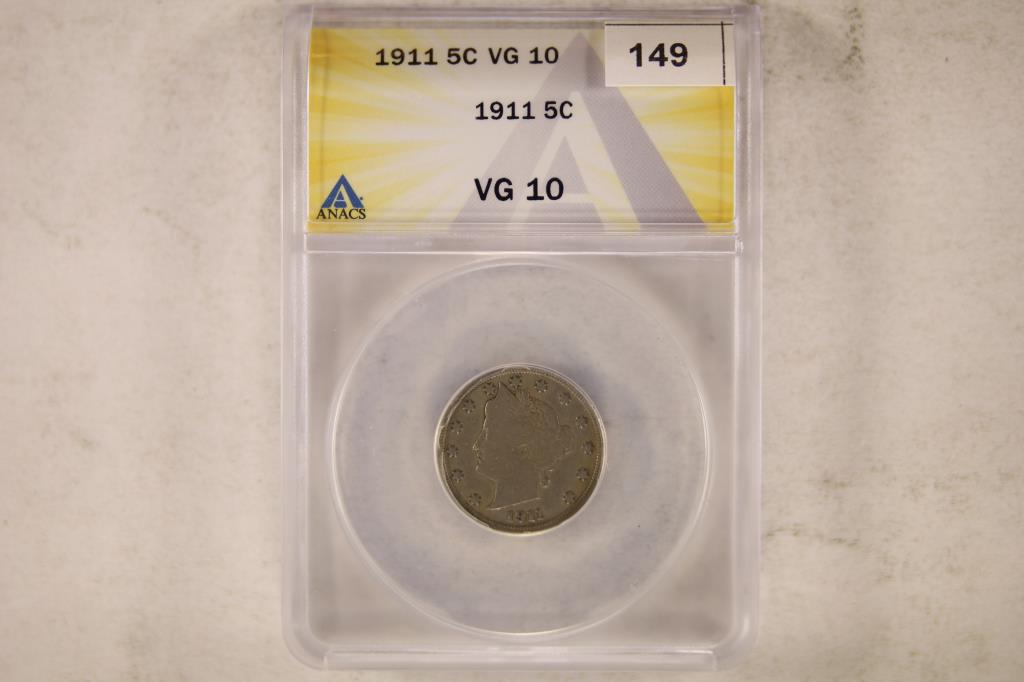 1911 LIBERTY "V" NICKEL ANACS VERY GOOD 10 (1 of 2)