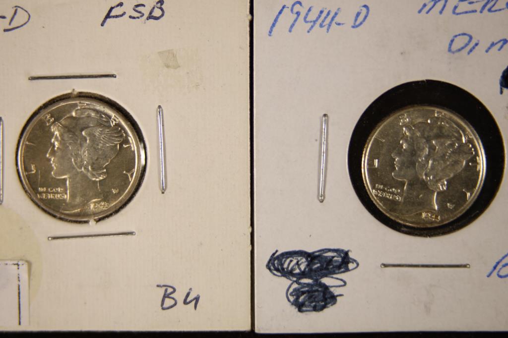 1943-D & 1944-D SILVER MERCURY DIMES BOTH BU'S (1 of 2)