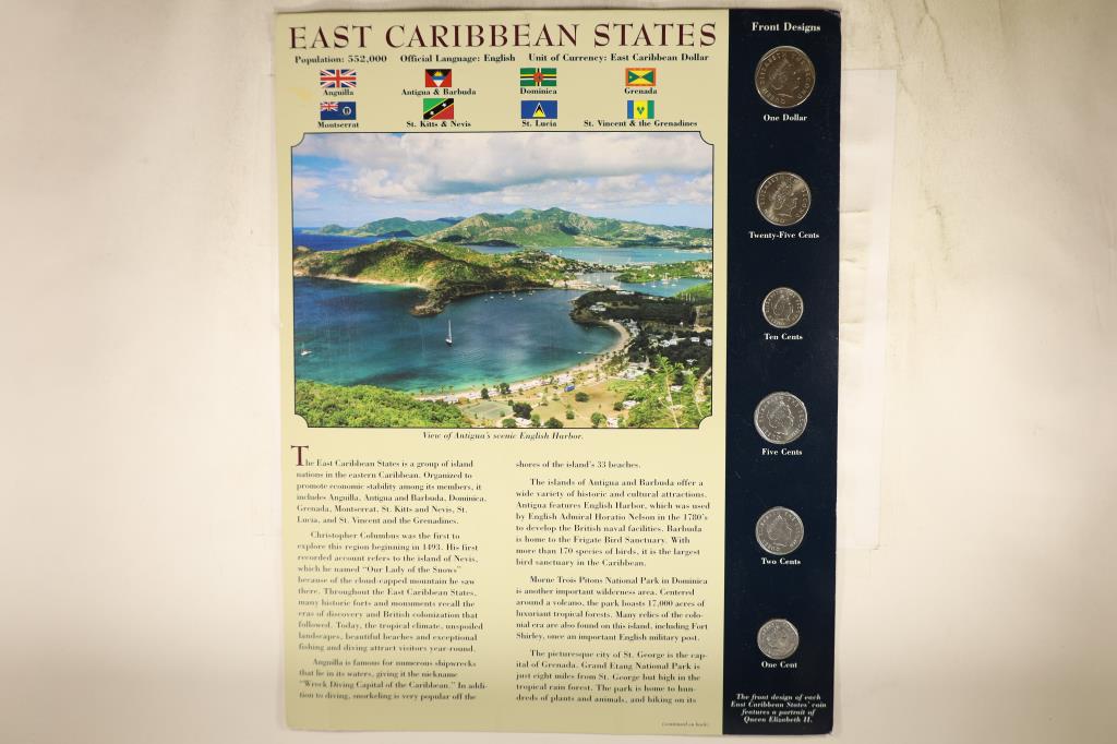EAST CARIBBEAN STATES 6 COIN UNC SET ON CARD (1 of 2)