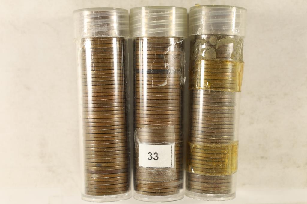 3 SOLID DATE ROLLS OF 50 LINCOLN WHEAT CENTS: (1 of 1)