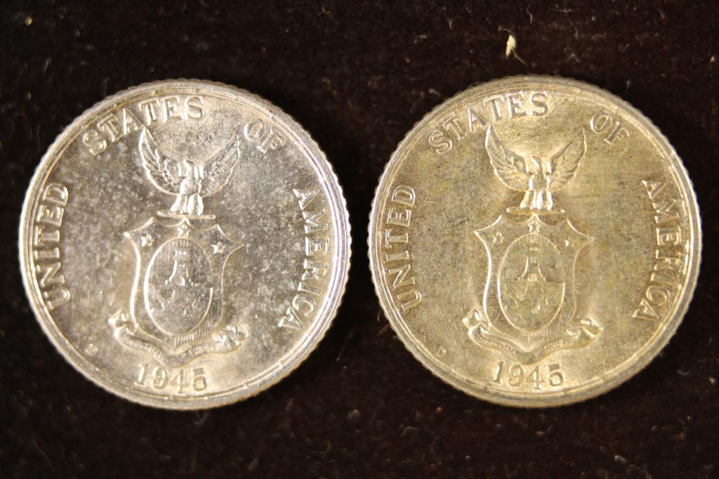2-1945-D US/PHILIPPINES SILVER 20 CENTAVOS BU'S (1 of 2)