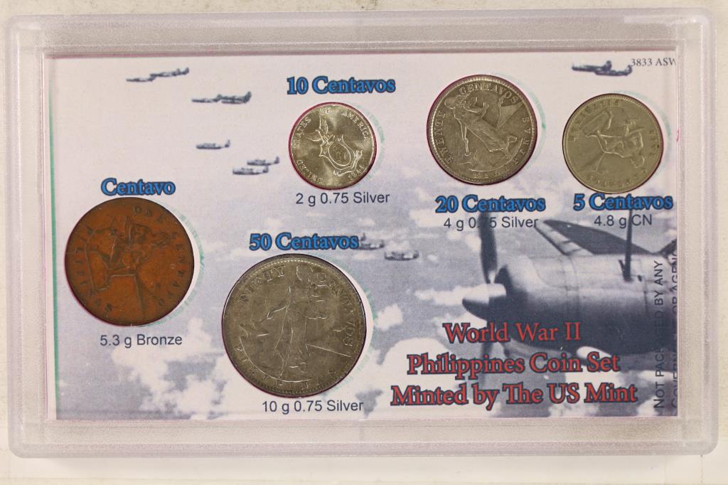 WWII PHILIPPINES COIN SET CONTAINS: 1944-S SILVER (1 of 2)