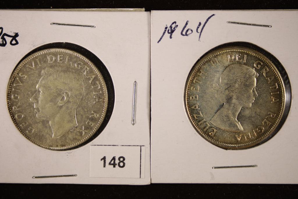 1950 & 1964 CANADA SILVER 50 CENTS BRILLIANT UNC (1 of 2)