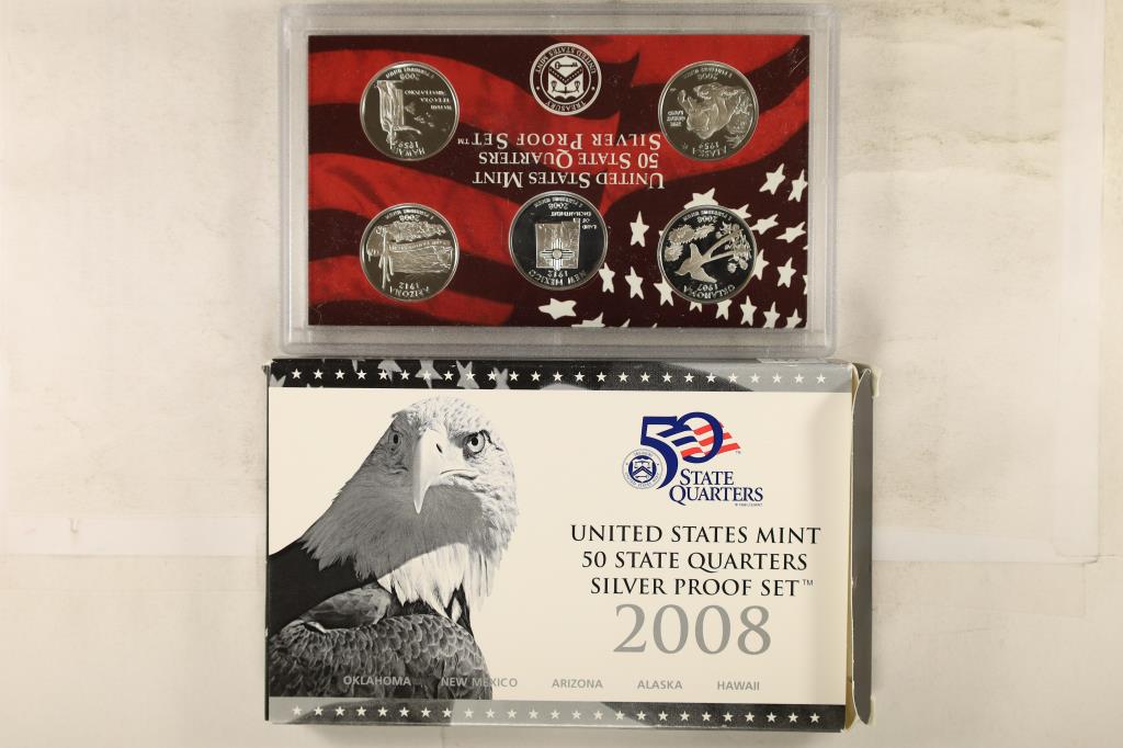 2008 SILVER US 50 STATE QUARTERS PROOF SET IN BOX (1 of 2)